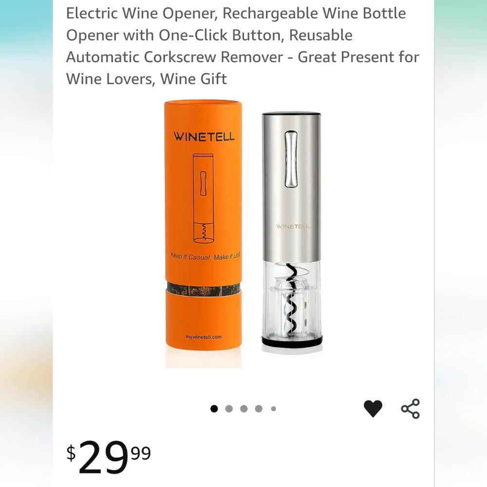 Winetell Rechargeable Electric Wine Opener‎ Silver